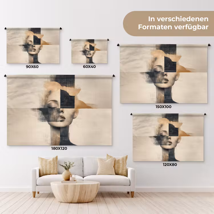 Goud - Vrouw - Rechthoeken Wandkleed katoen klein -tsfeer8_DE