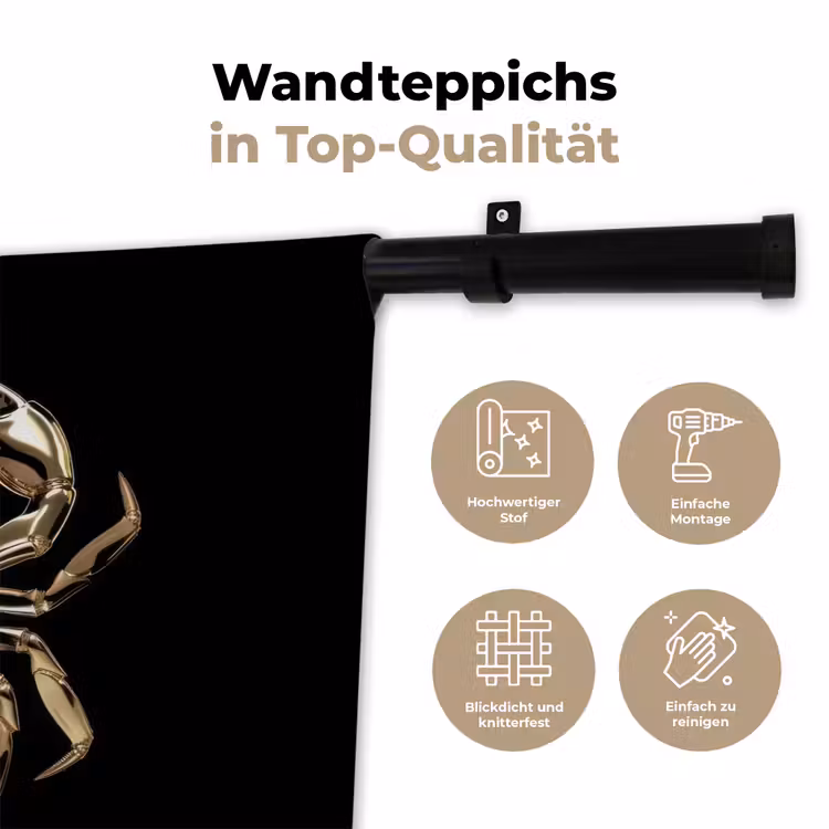 Goud - Krab - Dieren - Zwart Wandkleed katoen klein -tsfeer2_DE