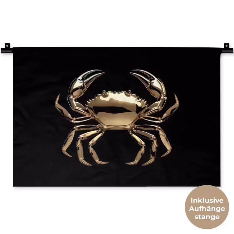 Goud - Krab - Dieren - Zwart Wandkleed katoen klein -t3d_DE