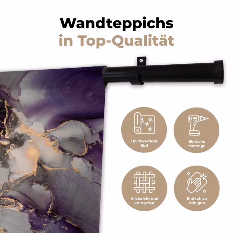 Goud - Paars - Marmer Wandkleed katoen klein -tsfeer2_DE