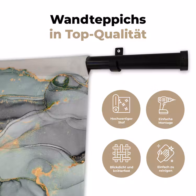 Goud - Marmer - Groen - luxe - Glitter - Marmerlook Wandkleed katoen klein -tsfeer2_DE