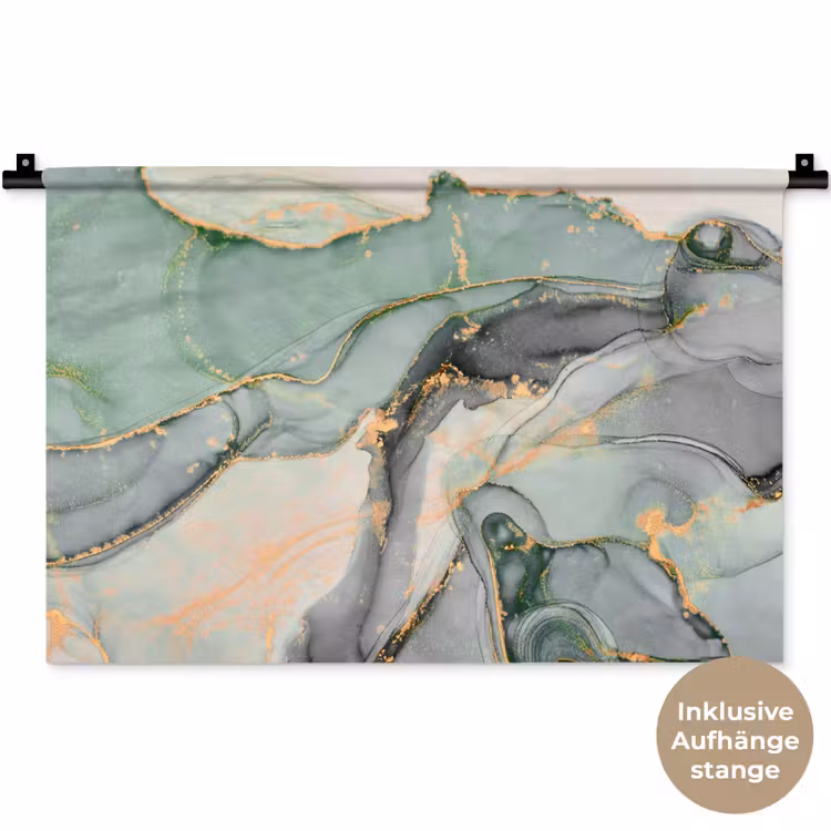 Goud - Marmer - Groen - luxe - Glitter - Marmerlook Wandkleed katoen klein -t3d_DE