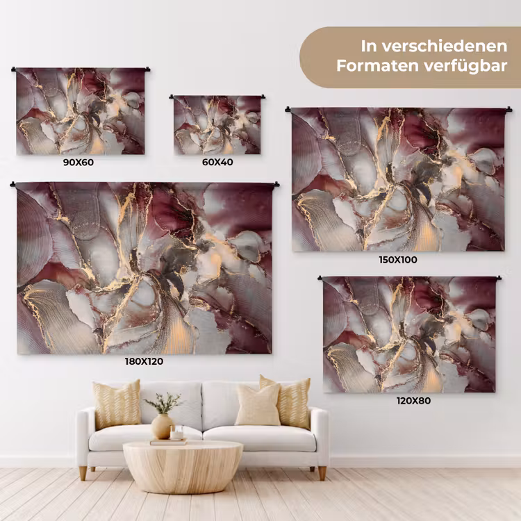 Goud - Marmer - Paars Wandkleed katoen klein -tsfeer8_DE