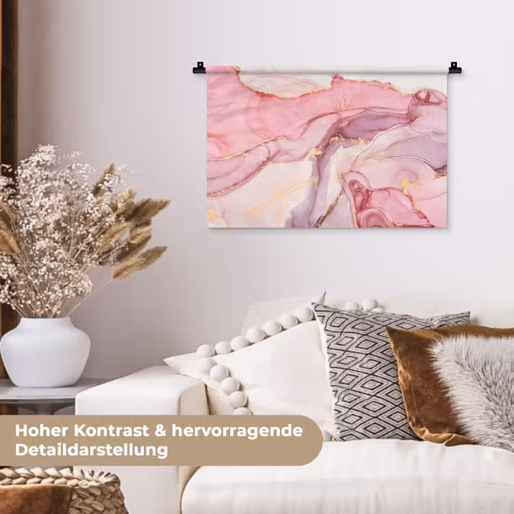 Goud - Marmer - Roze Wandkleed katoen klein -tsfeer1_DE