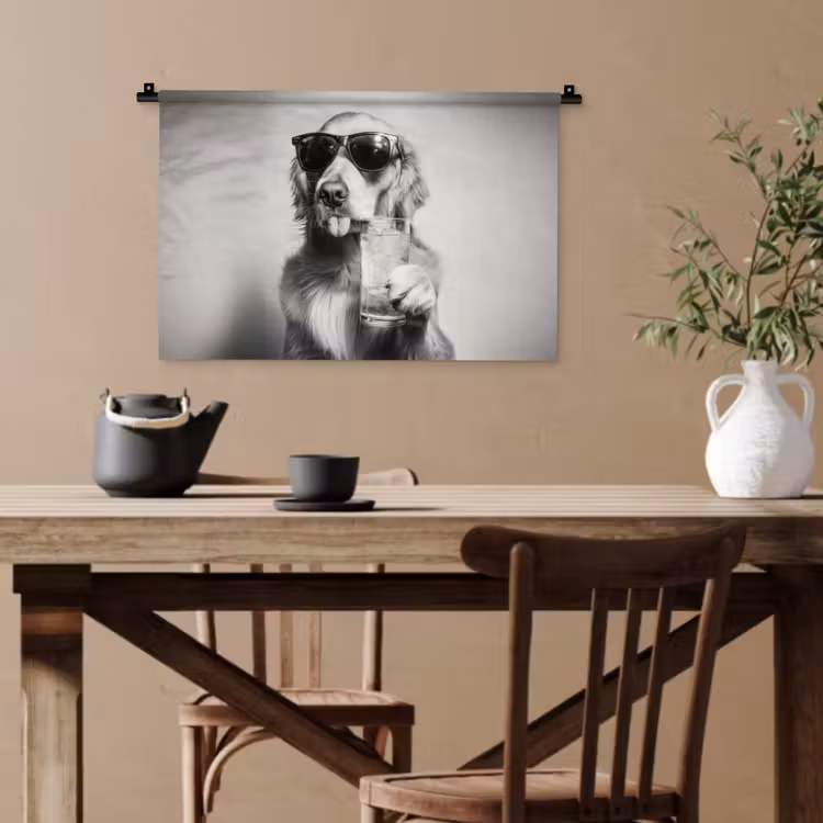 Golden retriever - Hond - Zonnebril - Gkas Wandkleed katoen klein -sfeer6