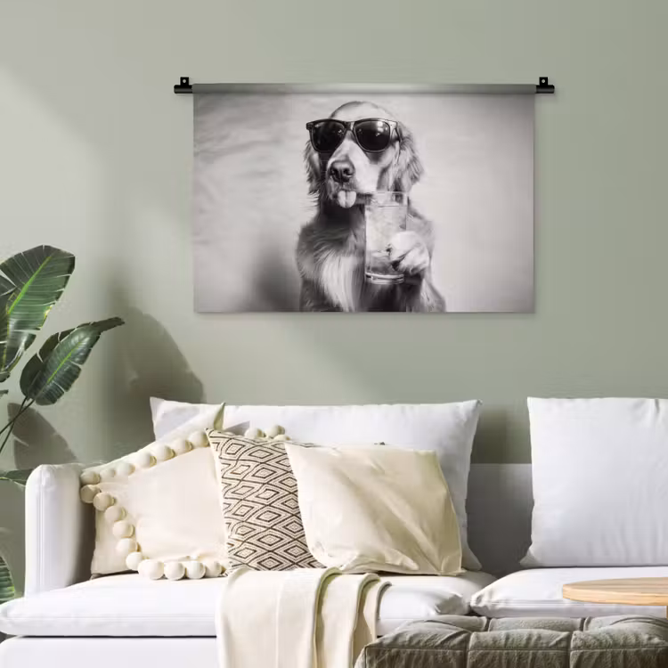 Golden retriever - Hond - Zonnebril - Gkas Wandkleed katoen klein -sfeer7