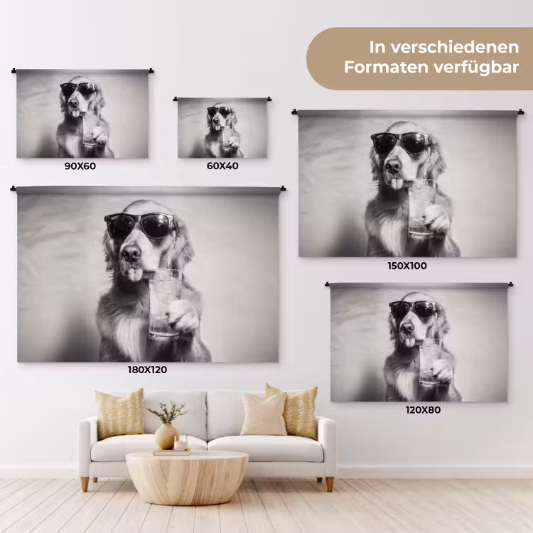 Golden retriever - Hond - Zonnebril - Gkas Wandkleed katoen klein -tsfeer8_DE