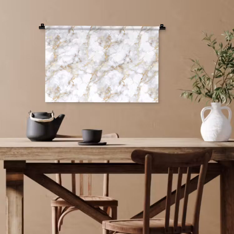 Gouden aders - Marmer - Wit Wandkleed katoen klein 269 -sfeer6