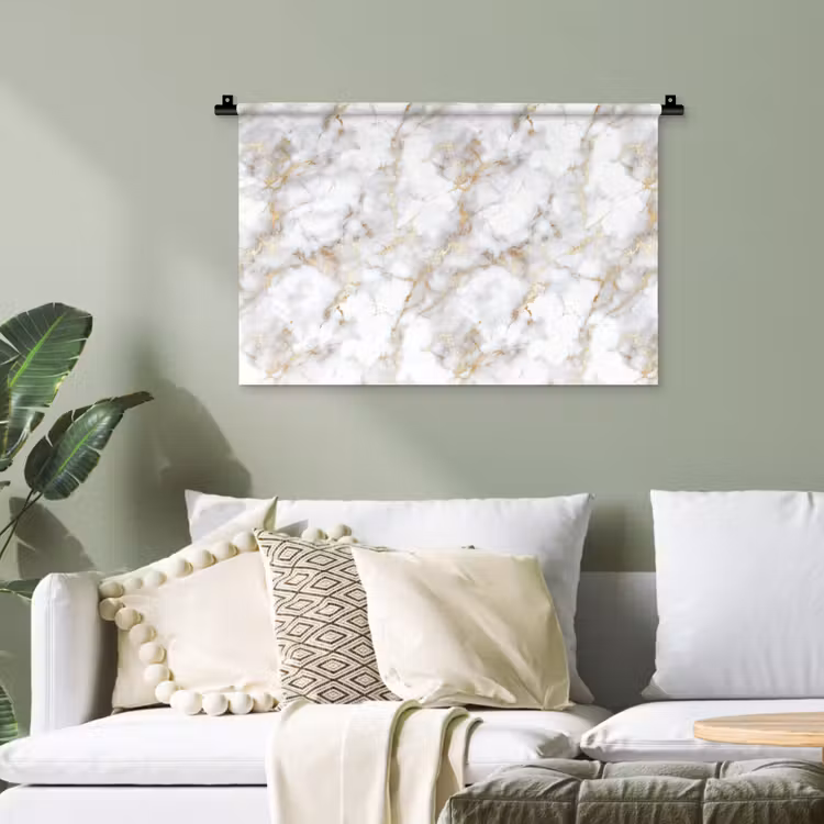 Gouden aders - Marmer - Wit Wandkleed katoen klein 269 -sfeer7
