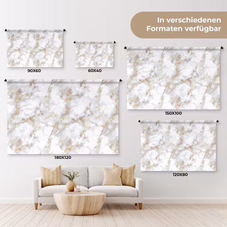 Gouden aders - Marmer - Wit Wandkleed katoen klein 269 -tsfeer8_DE