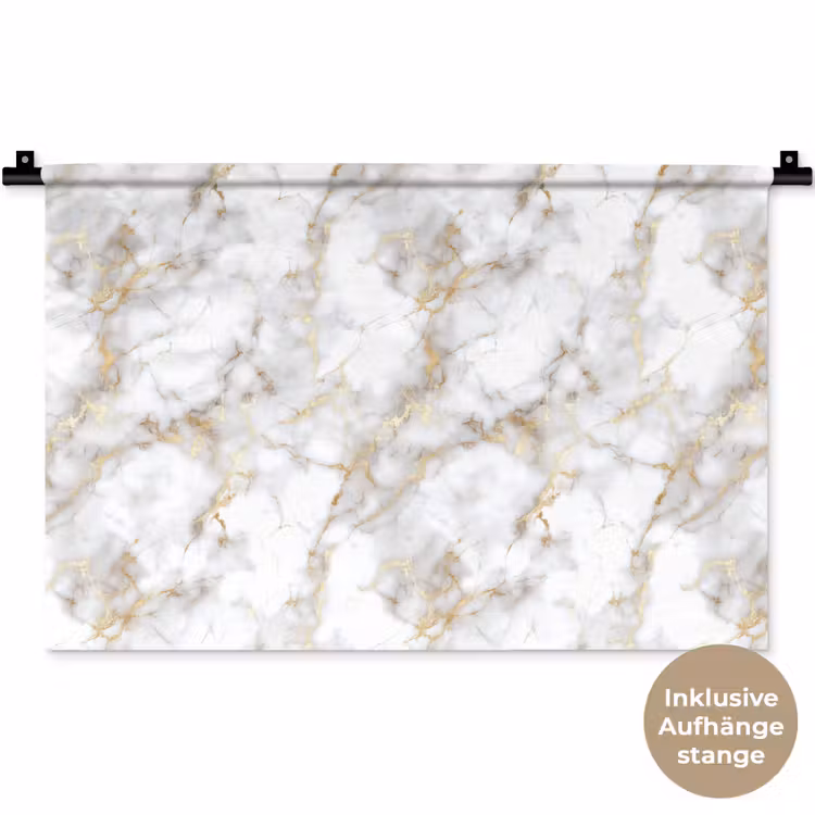 Gouden aders - Marmer - Wit Wandkleed katoen klein 269 -t3d_DE