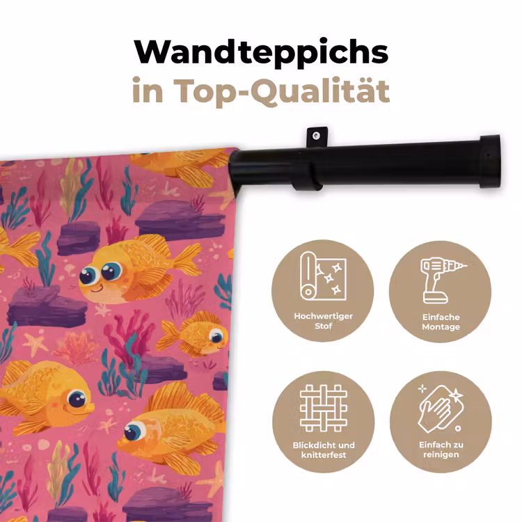 Goudvissen - Koraal - Kleurrijk Wandkleed katoen klein 269 -tsfeer2_DE