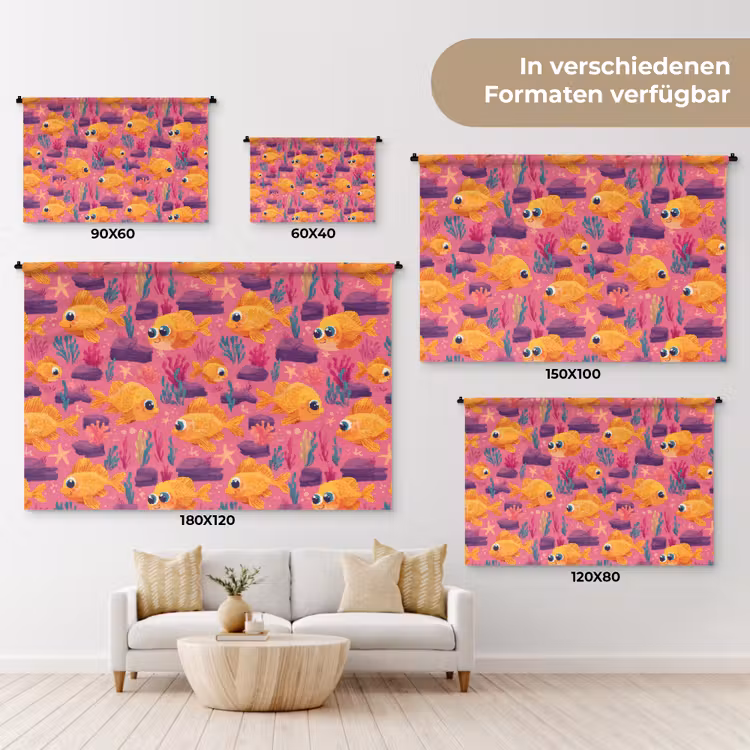 Goudvissen - Koraal - Kleurrijk Wandkleed katoen klein 269 -tsfeer8_DE
