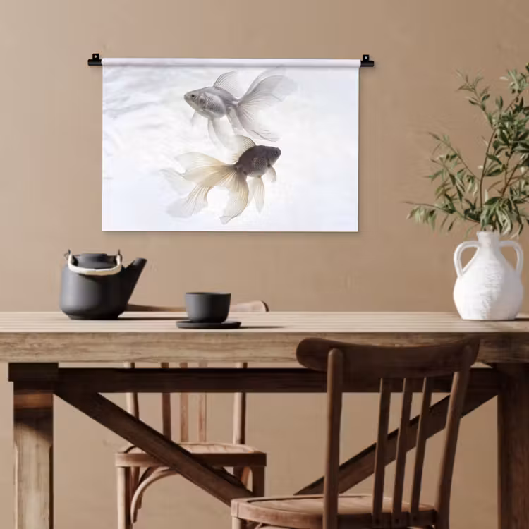 Goudvissen - Modern - Wit Wandkleed katoen klein -sfeer6