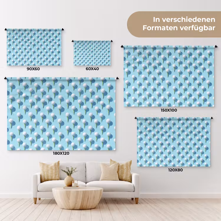Golf - Ballen - Blauw Wandkleed katoen klein 269 -tsfeer8_DE