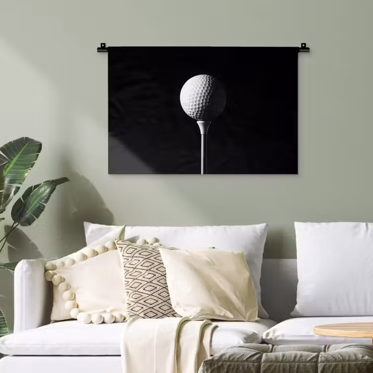 Golfbal - Minimalistisch - Wit Wandkleed katoen klein -sfeer7