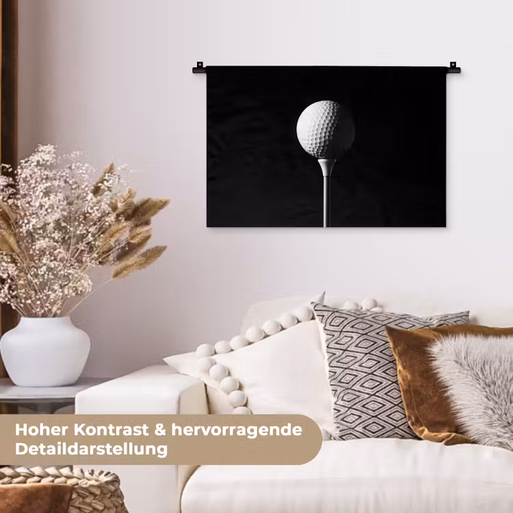 Golfbal - Minimalistisch - Wit Wandkleed katoen klein -tsfeer1_DE