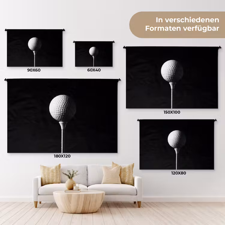 Golfbal - Minimalistisch - Wit Wandkleed katoen klein -tsfeer8_DE