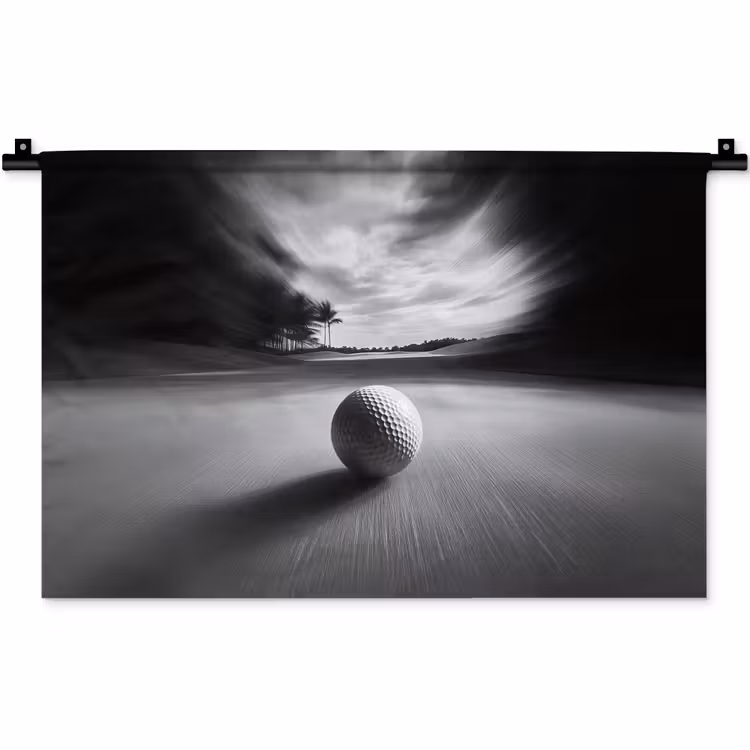 Golfbal - Wazig - Zwart Wandkleed katoen klein -zz3d