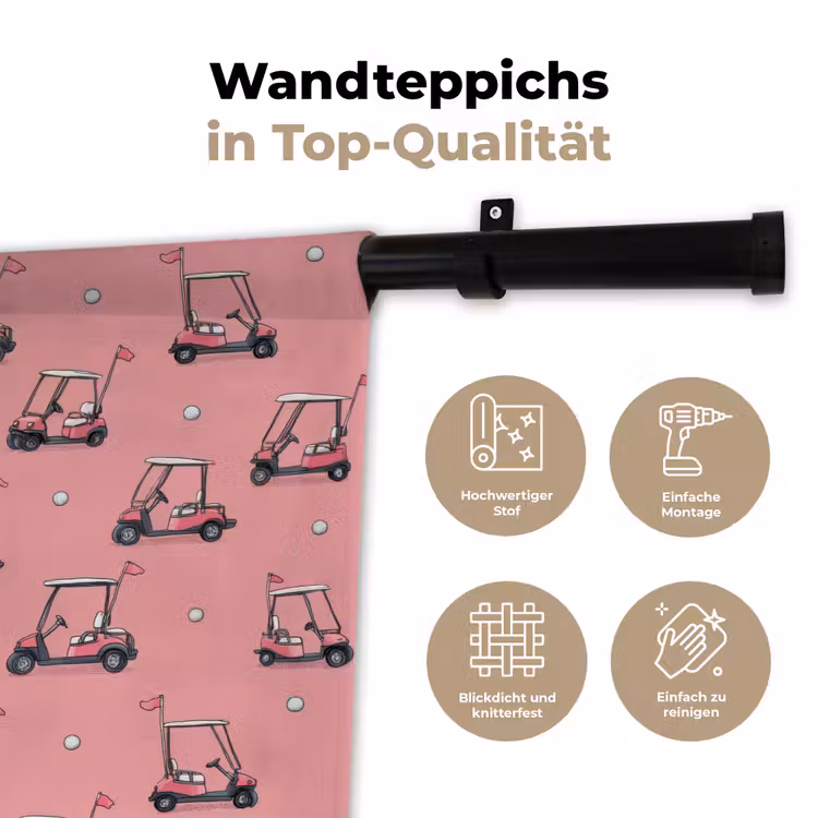 Golfkar - Retro - Roze Wandkleed katoen klein 269 -tsfeer2_DE