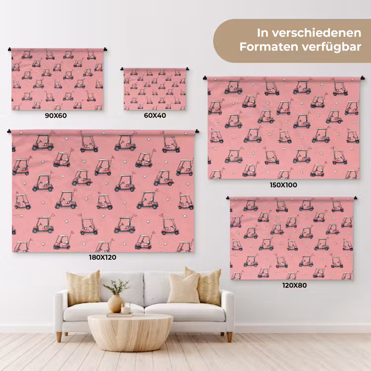 Golfkar - Retro - Roze Wandkleed katoen klein 269 -tsfeer8_DE