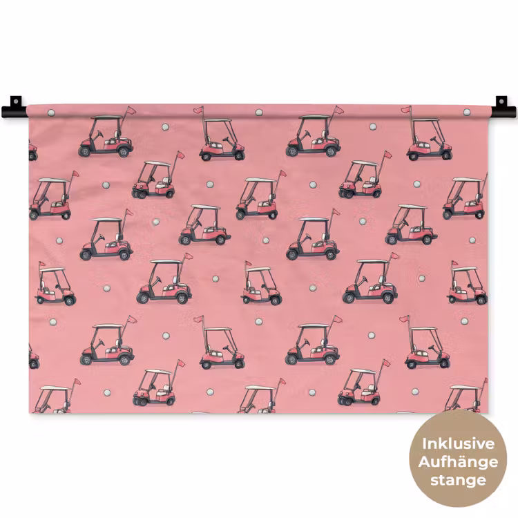 Golfkar - Retro - Roze Wandkleed katoen klein 269 -t3d_DE