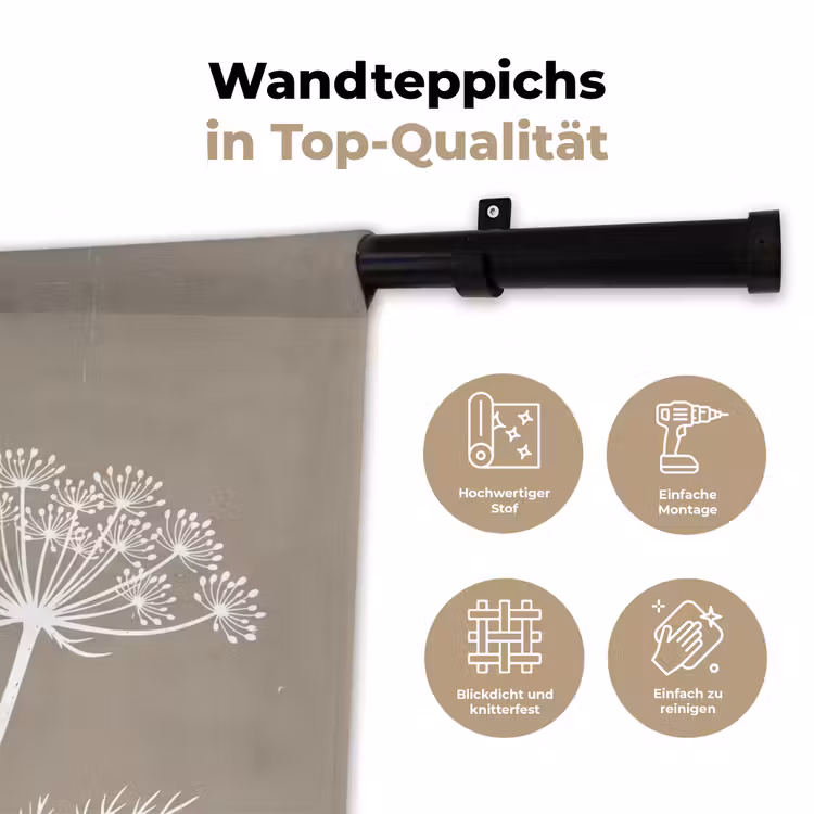Grafisch - Fluitenkruid - Taupe Wandkleed katoen klein -tsfeer2_DE