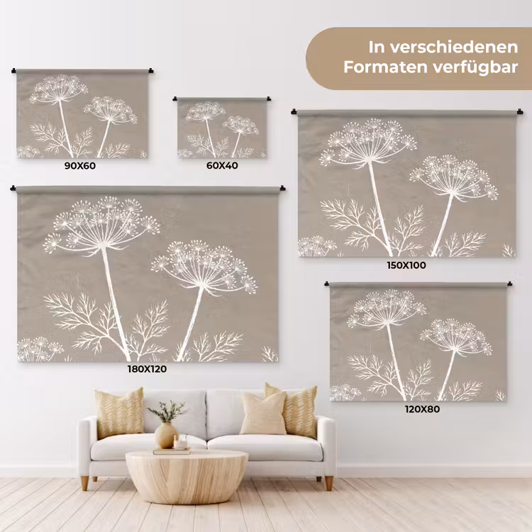 Grafisch - Fluitenkruid - Taupe Wandkleed katoen klein -tsfeer8_DE