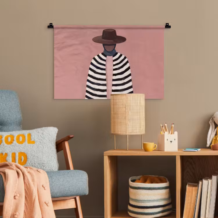 Grafisch - Vrouw - Roze Wandkleed katoen klein -wsfeer4_kind