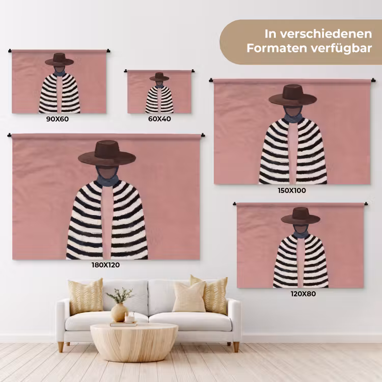 Grafisch - Vrouw - Roze Wandkleed katoen klein -tsfeer8_DE