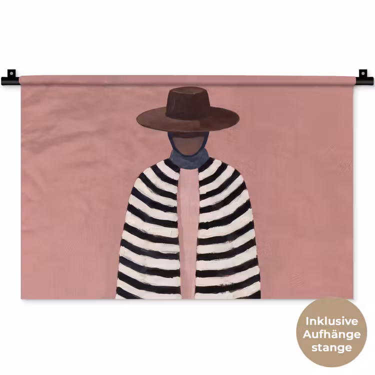 Grafisch - Vrouw - Roze Wandkleed katoen klein -t3d_DE