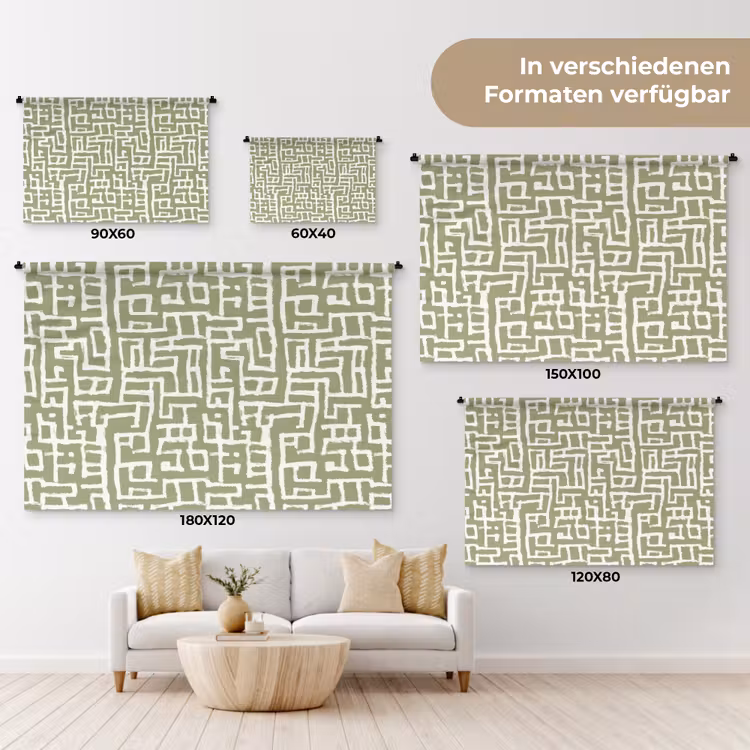 Grafisch - Patroon - Groen Wandkleed katoen klein 269 -tsfeer8_DE