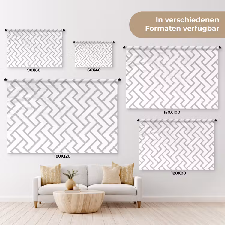 Grafisch - Patroon - Modern - Lijn Wandkleed katoen klein 269 -tsfeer8_DE