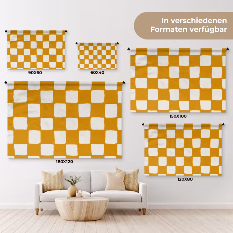 Grafisch - Patroon - Oker Wandkleed katoen klein 269 -tsfeer8_DE