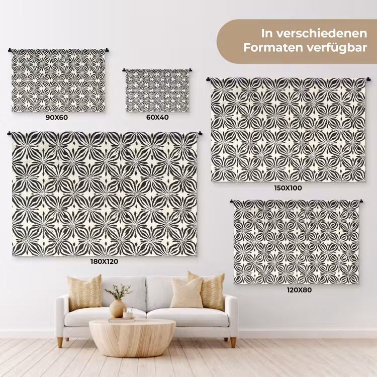 Grafisch - Patroon - Zwart Wandkleed katoen klein 269 -tsfeer8_DE
