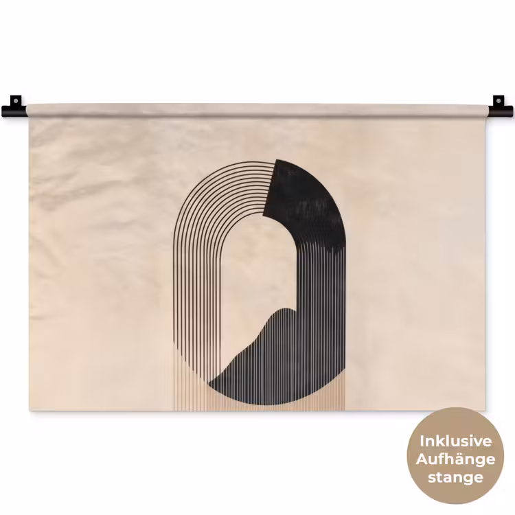 Grafisch gebogen motief - Beige Wandkleed katoen klein -t3d_DE