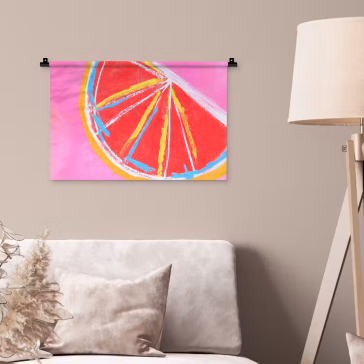 Grapefruit - Geschilderd - Roze - Strepen Wandkleed katoen klein -sfeer4
