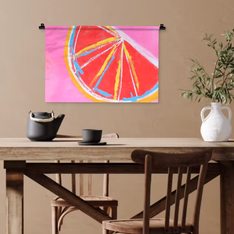 Grapefruit - Geschilderd - Roze - Strepen Wandkleed katoen klein -sfeer6