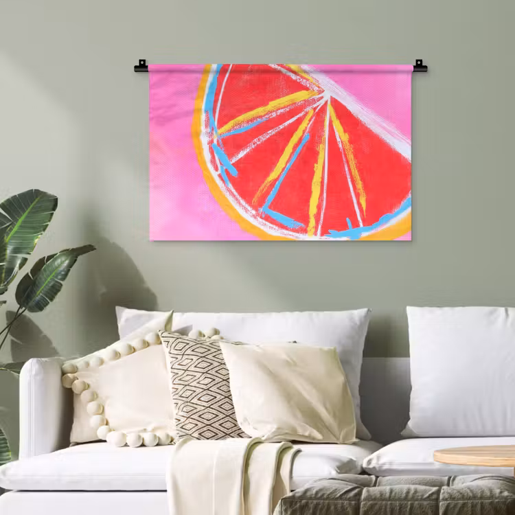 Grapefruit - Geschilderd - Roze - Strepen Wandkleed katoen klein -sfeer7