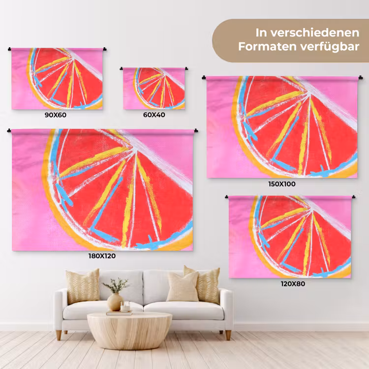 Grapefruit - Geschilderd - Roze - Strepen Wandkleed katoen klein -tsfeer8_DE