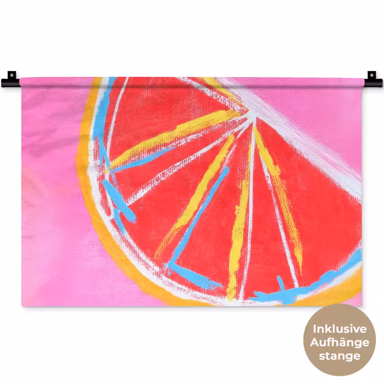 Grapefruit - Geschilderd - Roze - Strepen Wandkleed katoen klein -t3d_DE