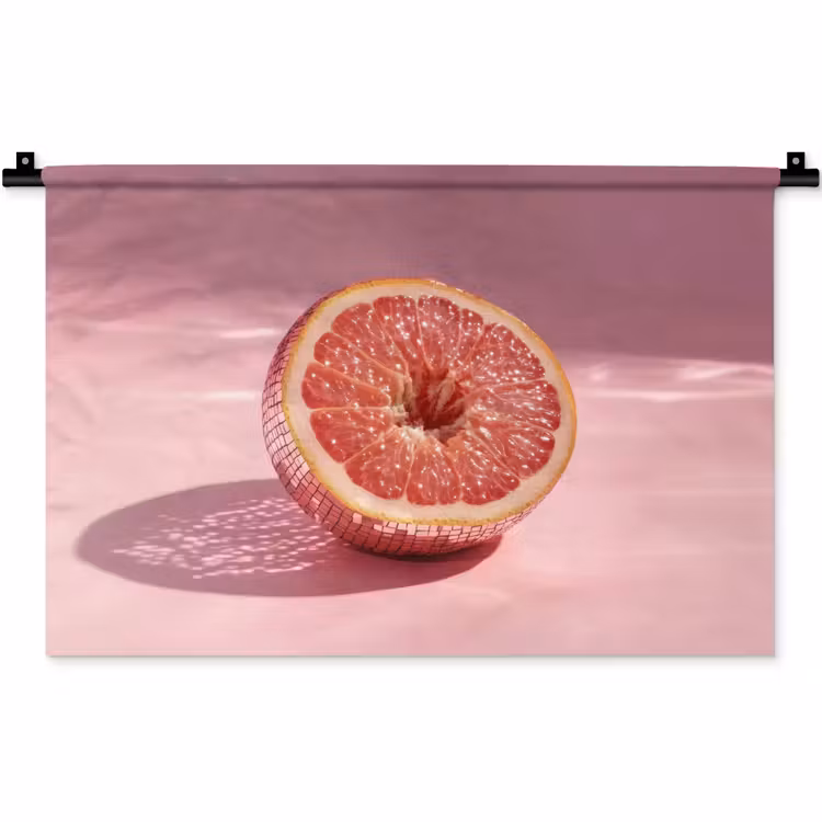 Grapefruit - Roze - Disco - Shiny Wandkleed katoen klein -zz3d