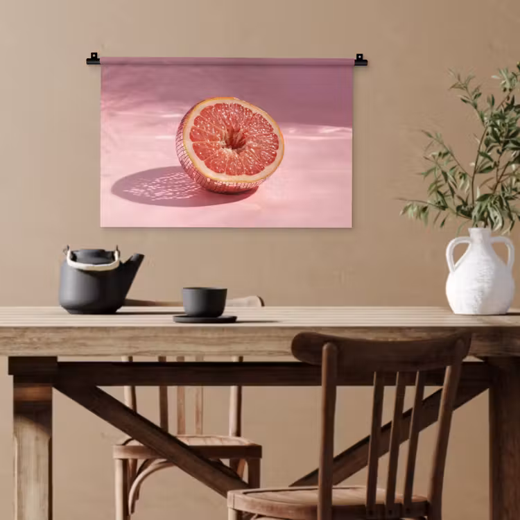 Grapefruit - Roze - Disco - Shiny Wandkleed katoen klein -sfeer6