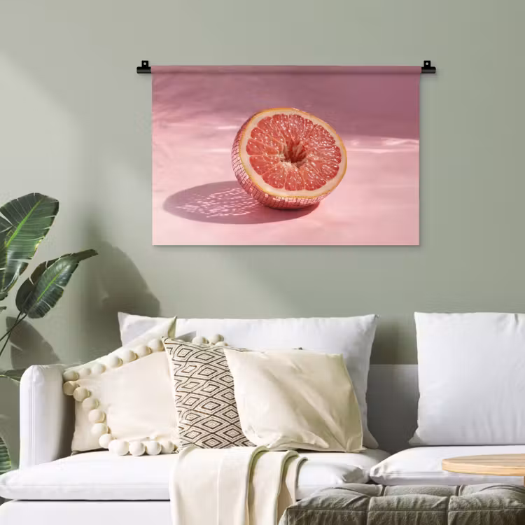 Grapefruit - Roze - Disco - Shiny Wandkleed katoen klein -sfeer7