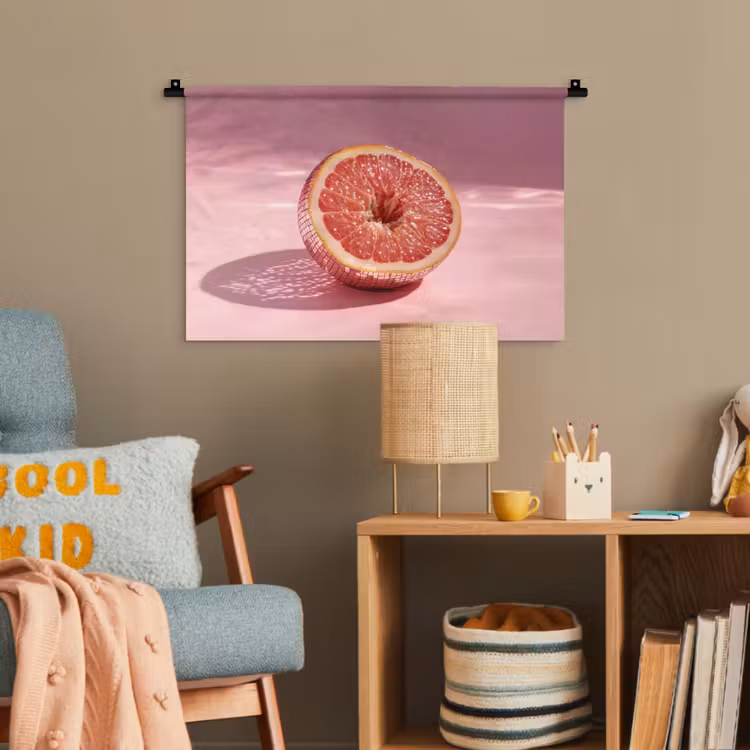 Grapefruit - Roze - Disco - Shiny Wandkleed katoen klein -wsfeer4_kind