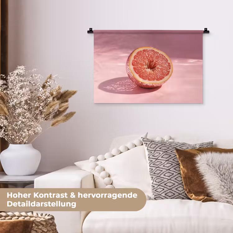 Grapefruit - Roze - Disco - Shiny Wandkleed katoen klein -tsfeer1_DE