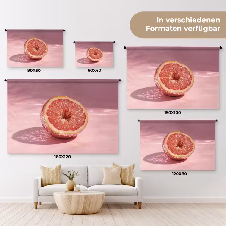 Grapefruit - Roze - Disco - Shiny Wandkleed katoen klein -tsfeer8_DE