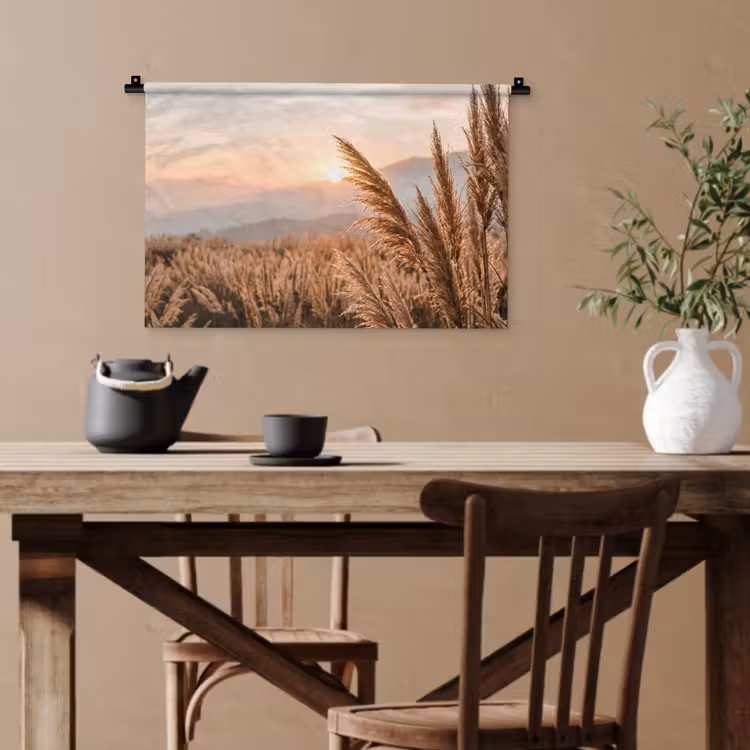 Gras - Veld - Zon - Natuur Wandkleed katoen klein -sfeer6