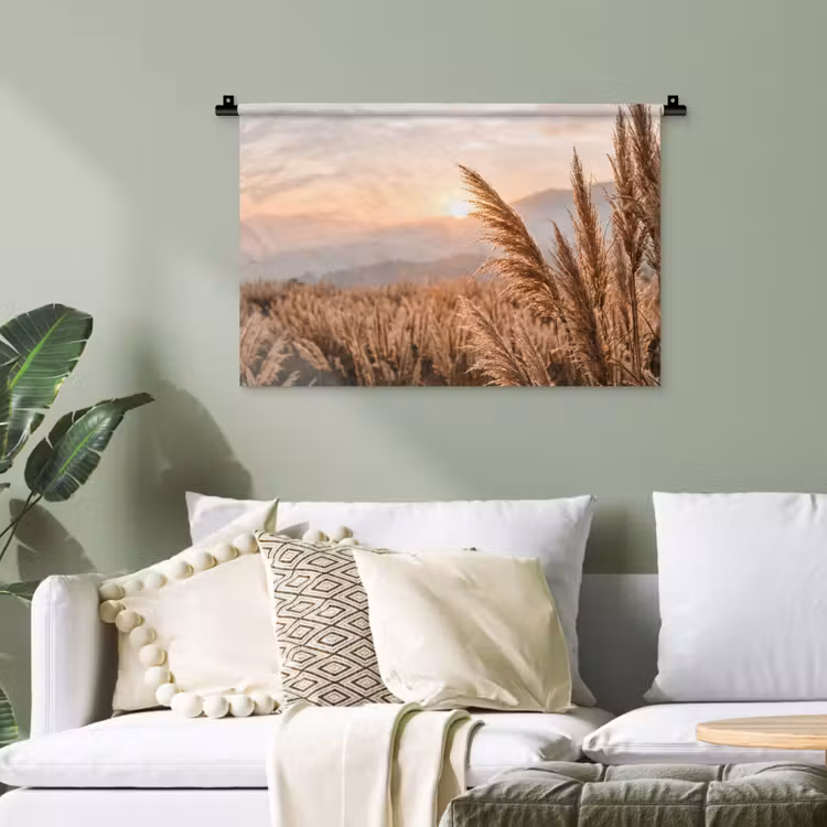 Gras - Veld - Zon - Natuur Wandkleed katoen klein -sfeer7