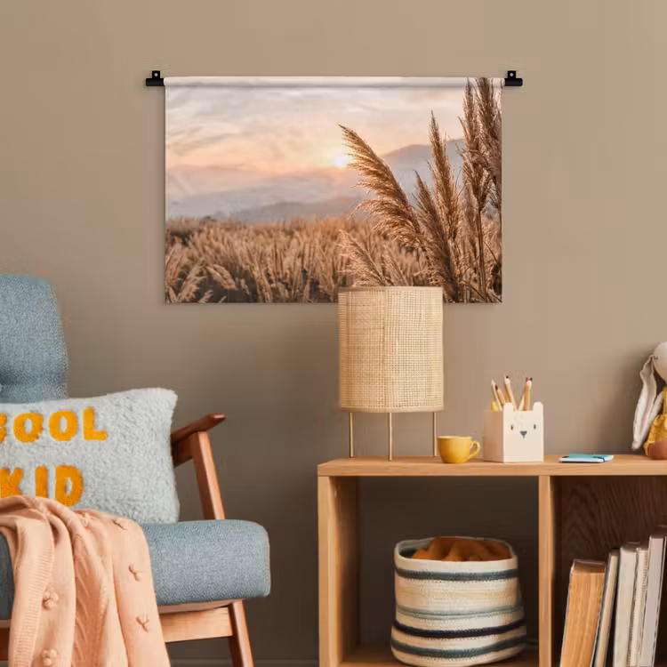 Gras - Veld - Zon - Natuur Wandkleed katoen klein -wsfeer4_kind